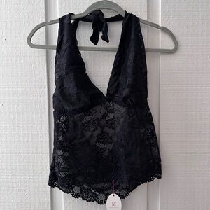 Black Lace Halter Top